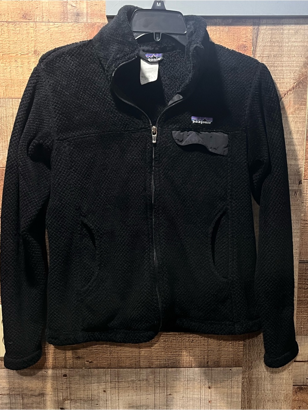 Patagonia Re-Tool Black Full-Zip Textured Fleece Jacket women's small